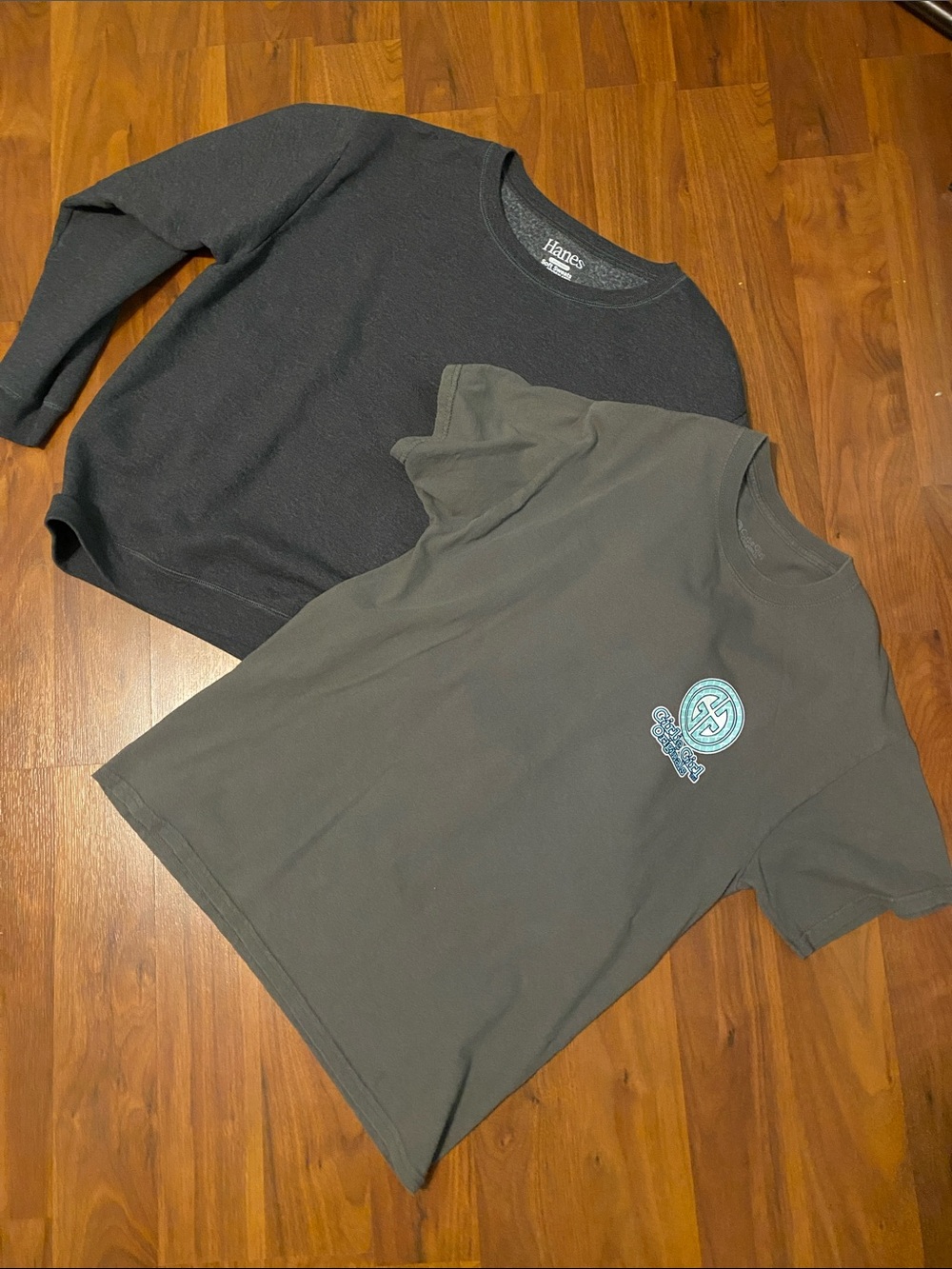 Hanes Crewneck Sweatshirt + Girlie Girl originals Logo Tee Set